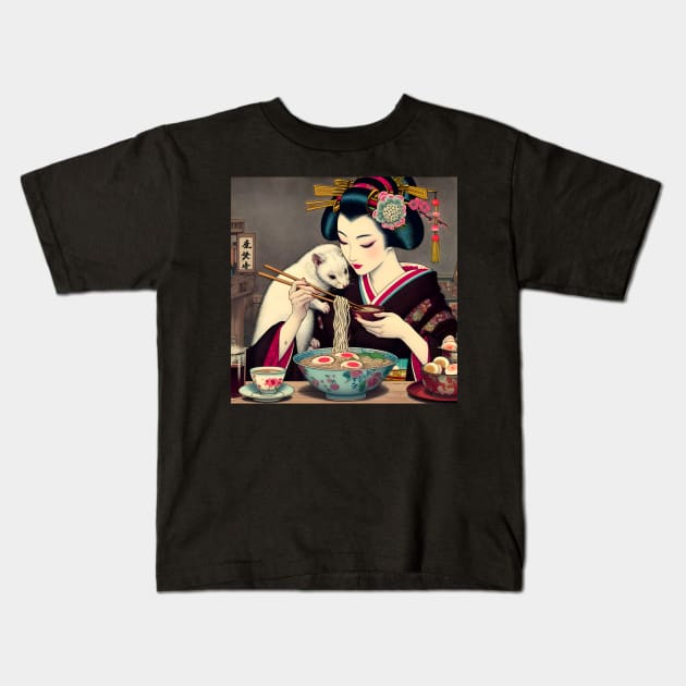 ramen life - ukiyo-e ramen life Kids T-Shirt by vaporgraphic